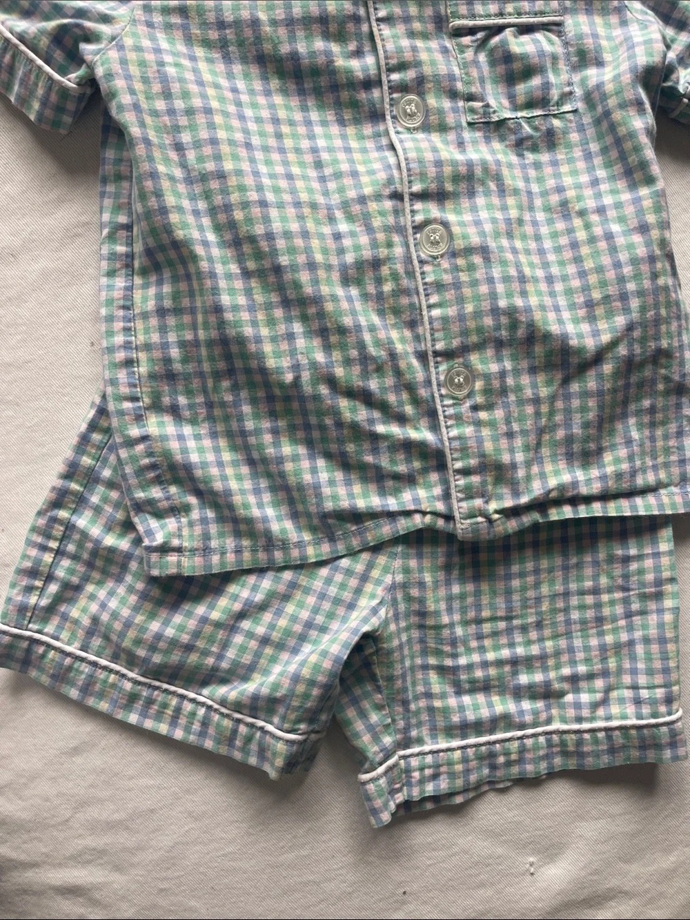 PETITE PLUME Boys' SIZE 4-6 Green & Blue Plaid Short Pajama Set